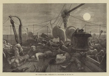 Il viaggio verso la Cina, castello di prua di un piroscafo nel Mar Rosso